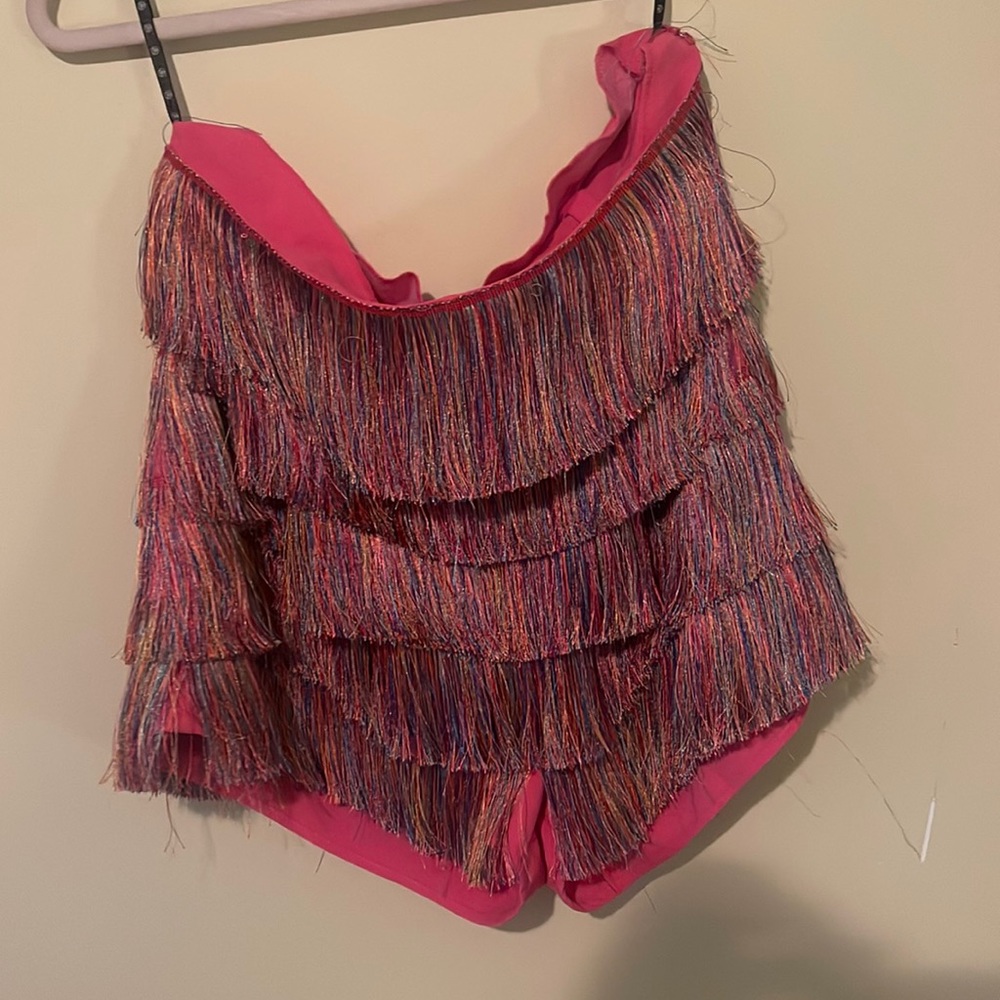 Brand new Misguided shorts with fringe details.